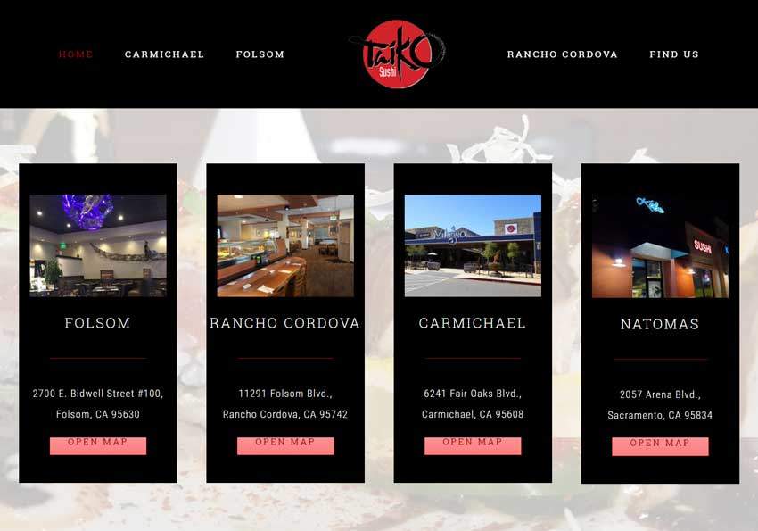Taiko-Sushi Restaurant Web Design Adrian Graphics